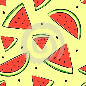 Seamless pattern. Image of a watermelon. Vector graphics.